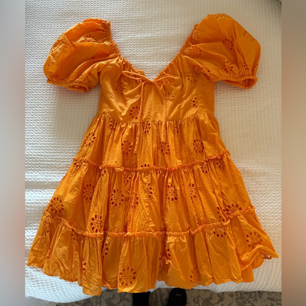 Zara orange eyelet dress